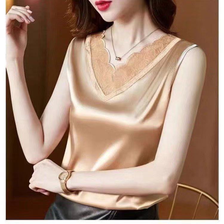 无袖吊带背心女新款西服西装春夏内搭性感丝缎上衣夏外穿打底大码