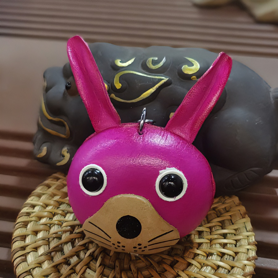 火不火小众创意个性头层牛皮学生动漫少女卡通兔小妹便携式钥匙扣