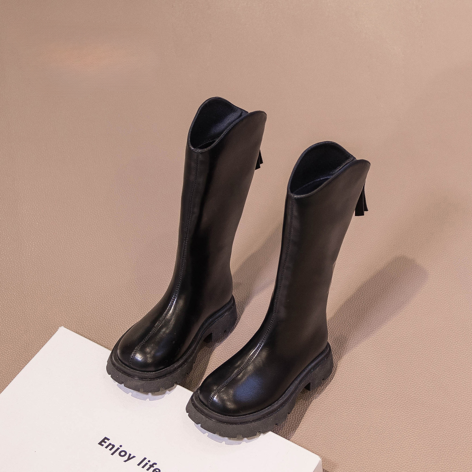 女童长筒靴2024年春秋冬新款儿童加绒长靴公主高筒靴中中筒马丁靴