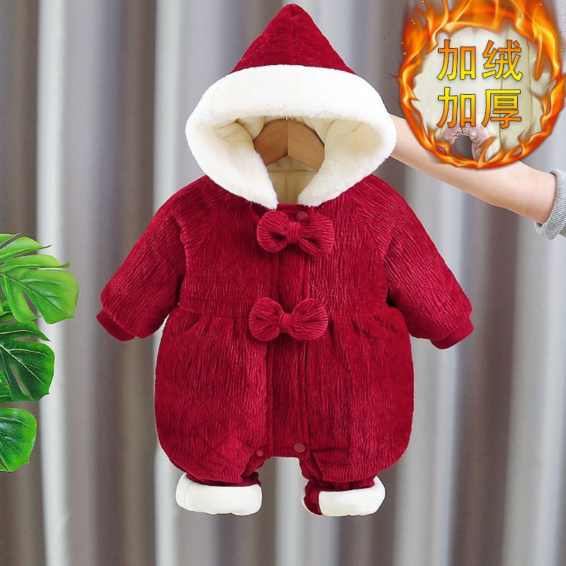女婴儿冬季周岁女宝宝礼服连体衣服洋气加厚冬装外出过年