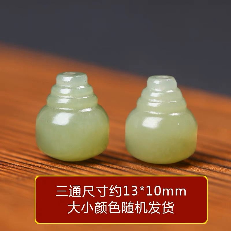 天然青海料和田玉三通佛头diy配件佛珠手链文玩diy手串配饰