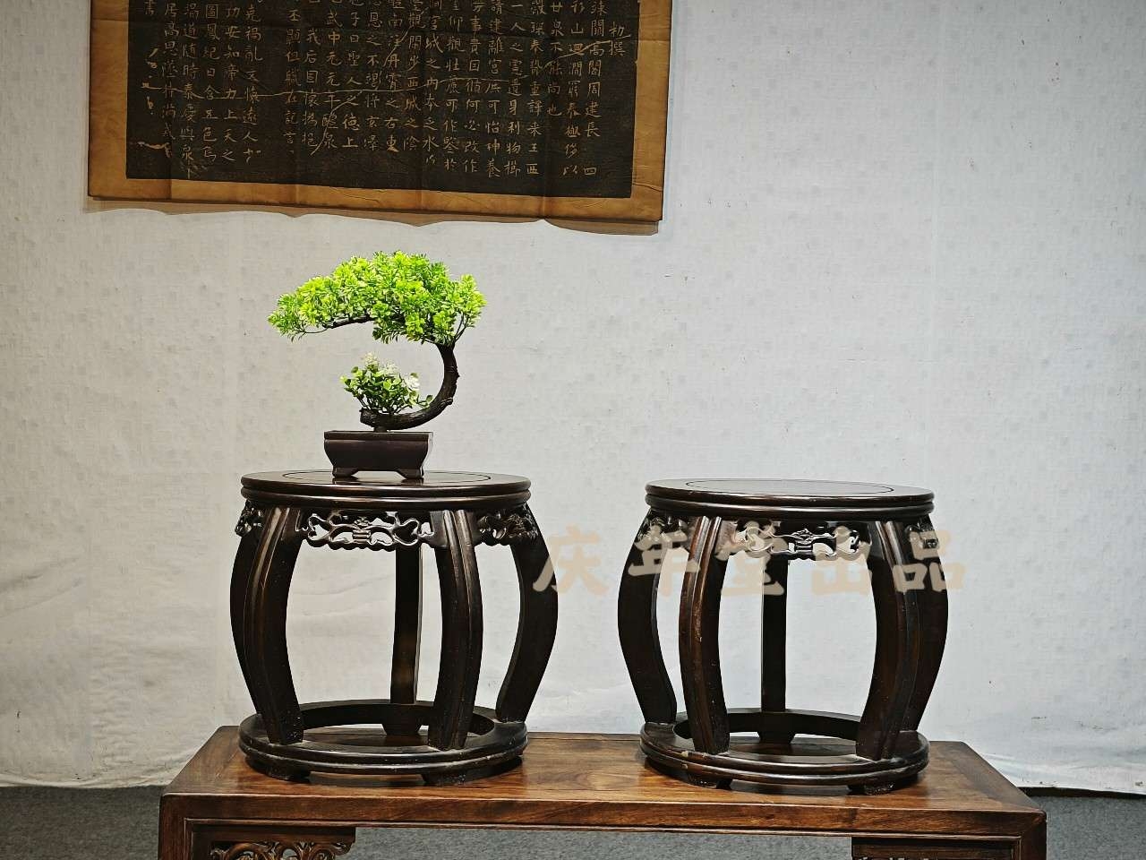 瓜棱腿鼓凳一对寸面28高度28