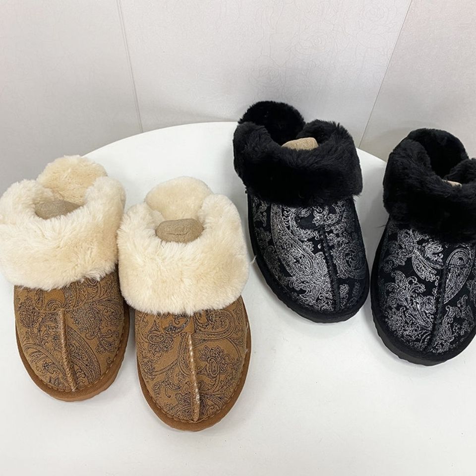 A新人福利时尚加绒防滑平底保暖冬季情侣居家百搭拖鞋休闲