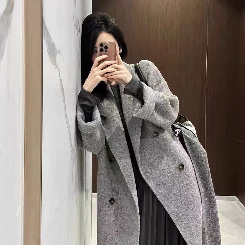 双面呢子大衣女2025秋冬季小个子韩系宽松高级感毛呢外套中长款