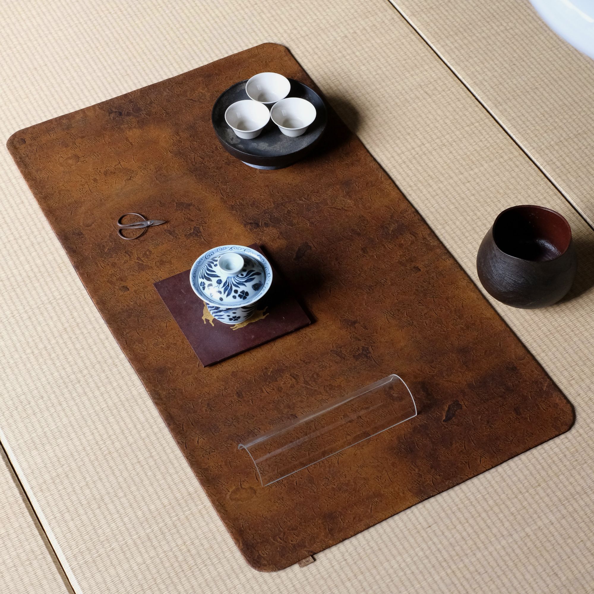 慢蓝68*38双面茶席工茶席干泡台家用中式茶垫香道席两面香云纱