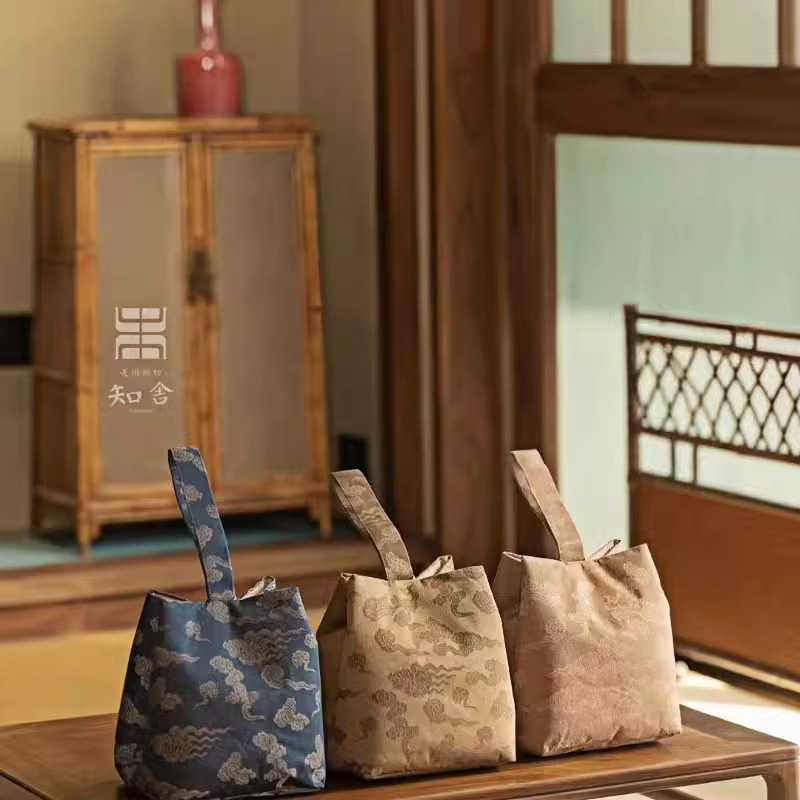 知舍精棉云纹杯袋壶袋 传统工艺茶具加厚便携收纳袋 知舍原创
