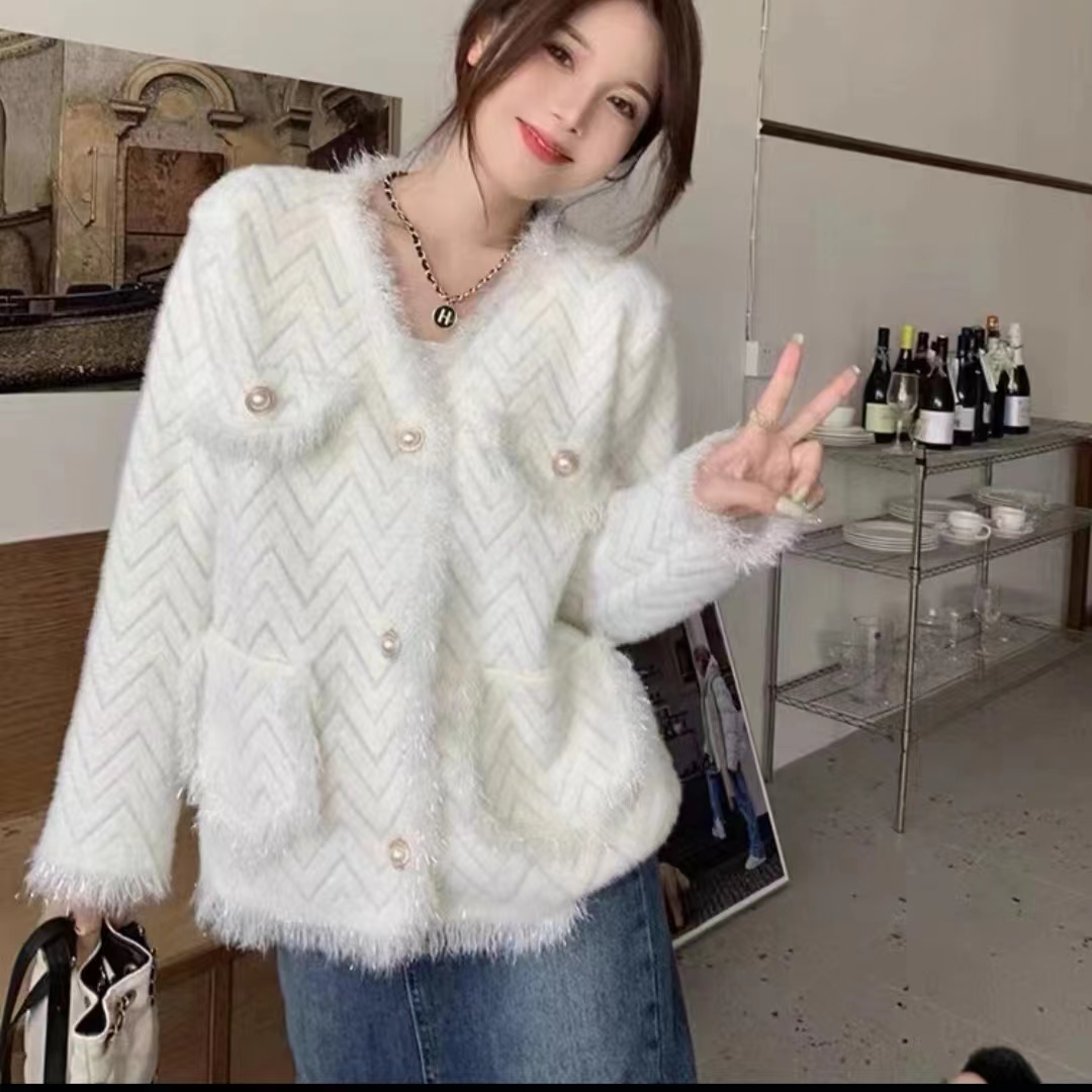 春款小香风毛衣外套