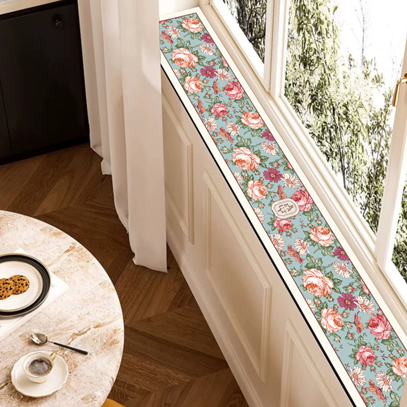 轻奢繁花窄款飘窗垫窗台垫吸水防滑装饰垫防尘垫可定制可裁剪