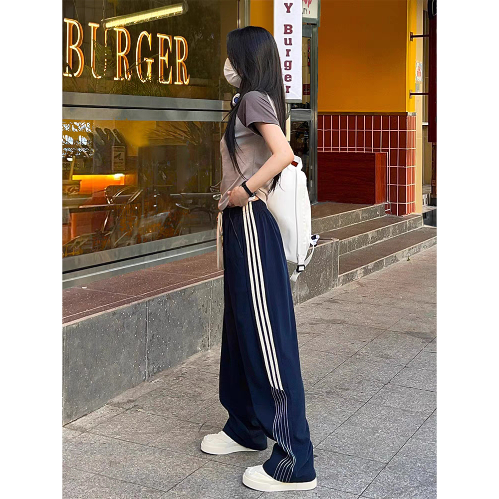 2023冬季运动裤女宽松显瘦百搭休闲加绒加厚保暖韩版垂感阔腿裤D