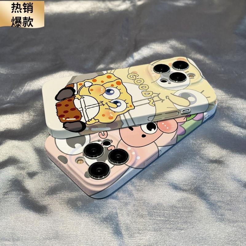 天壳海绵宝宝苹果14菲林壳iPhone131211xsmax87plus情侣款保护壳
