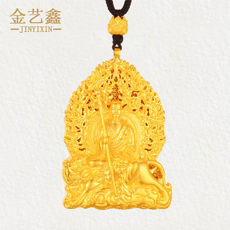 古法黄金佛吊坠男款999足金项链男女金佛地藏王菩萨坠子纯金饰品