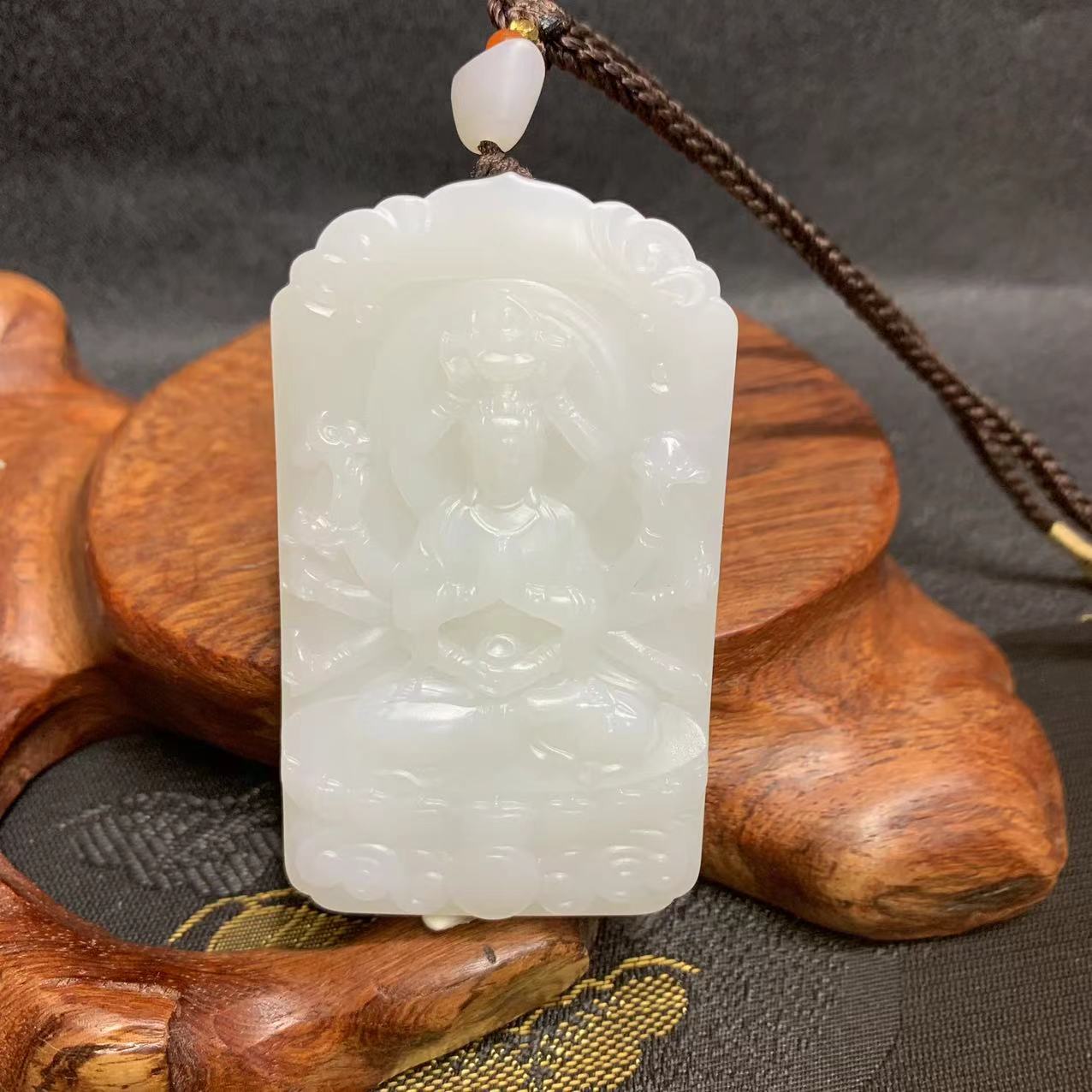 和田玉无事牌吊坠千手观音、简约大气精美 611001# 顺丰包邮