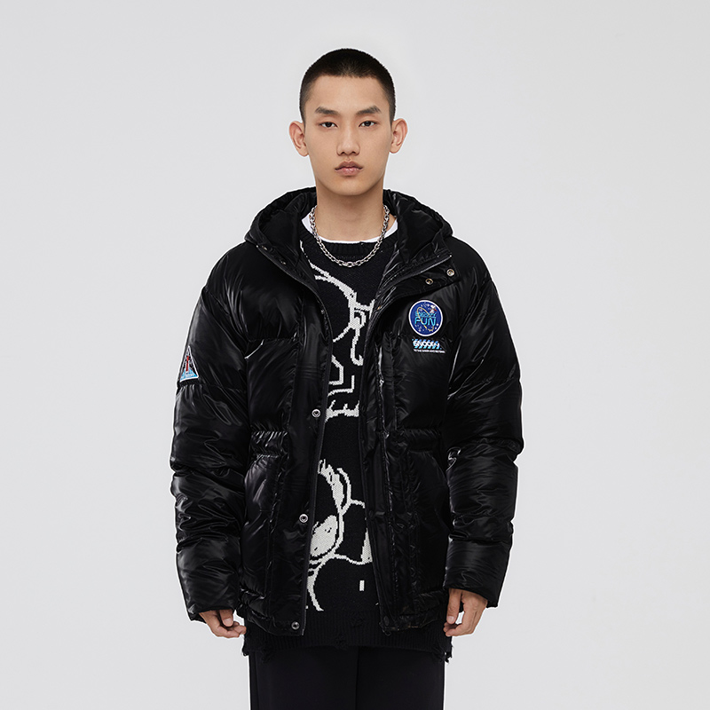 Fun潮牌连帽羽绒服男女秋季新款百搭宽松卡通情侣休闲外套