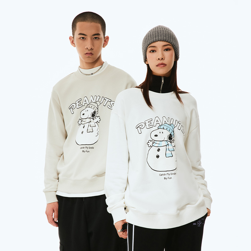 Fun潮牌简约卫衣男女秋新款宽松百搭长袖潮情侣套头卫衣FDU23702W