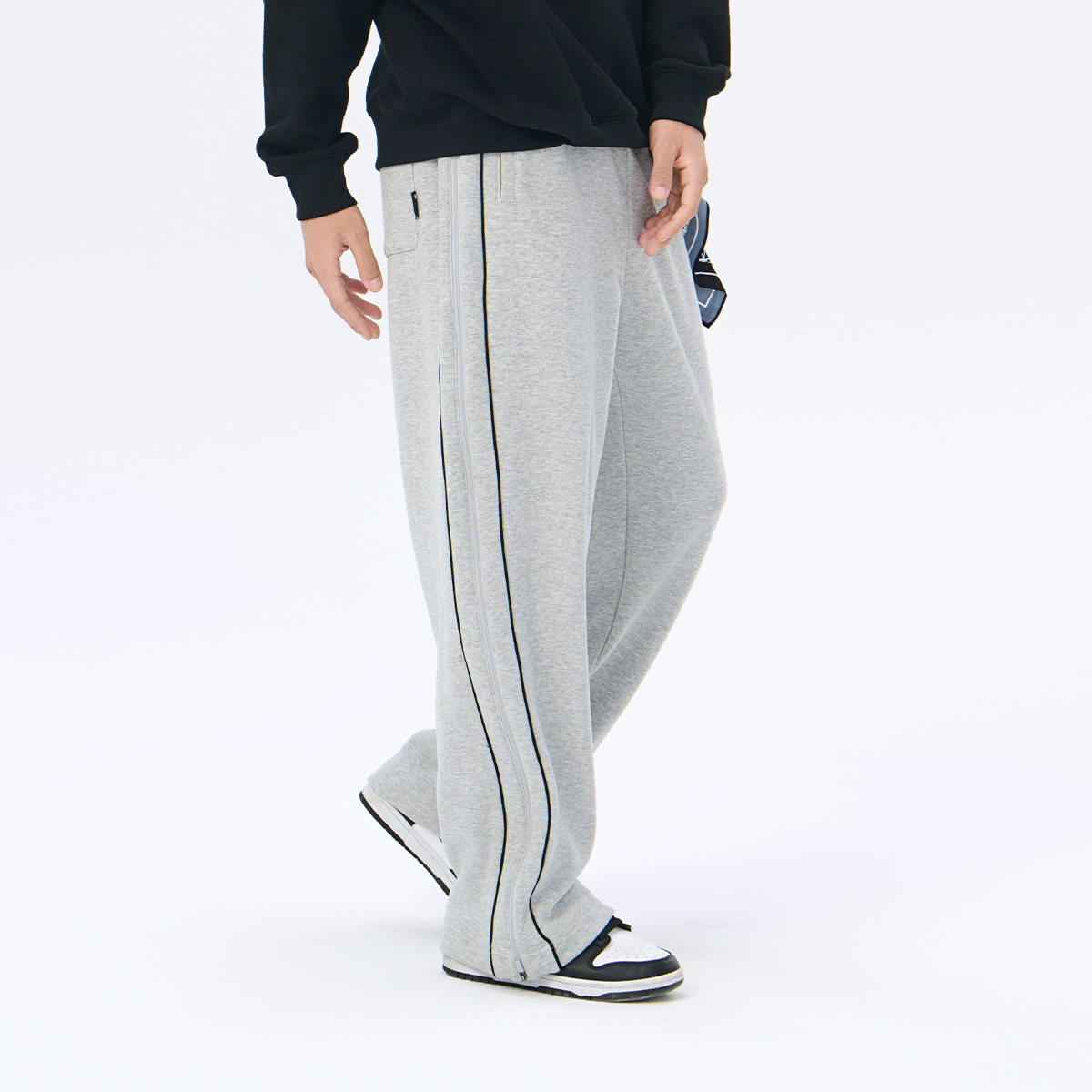 Fun潮牌休闲运动长裤24秋冬新款宽松百搭潮流撞色抽绳阔腿裤男