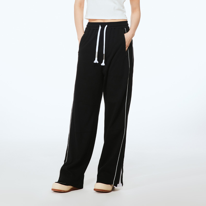 Fun潮牌阔腿裤新款中性风松紧腰拉链裤脚针织长裤宽松FMK63311