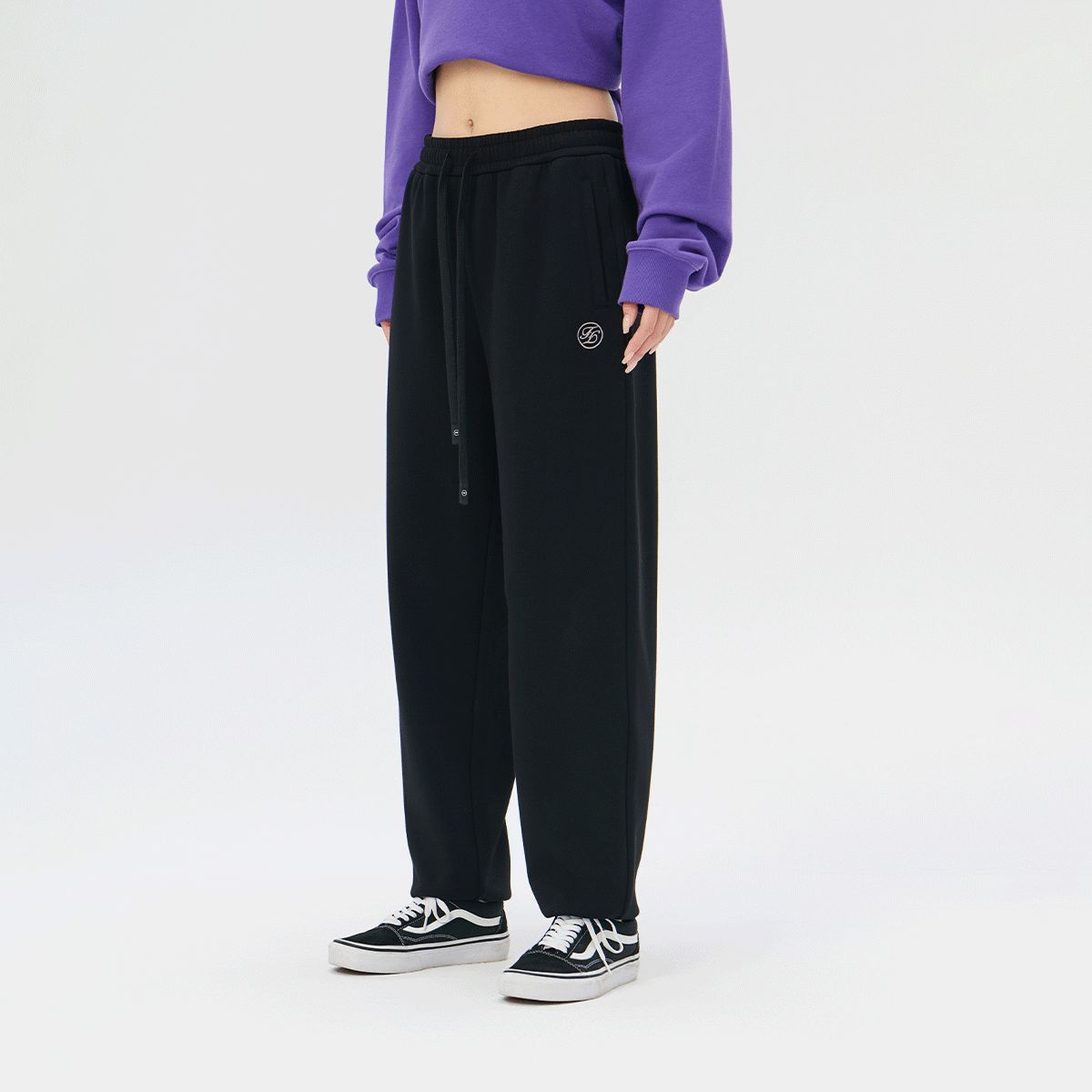 Fun运动休闲卫裤男24秋冬宽松束脚裤个性字母松紧腰抽绳针织长裤