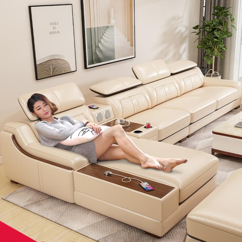 P11#北欧风轻奢现代真皮沙发头层牛皮实木ins风组合客厅沙发