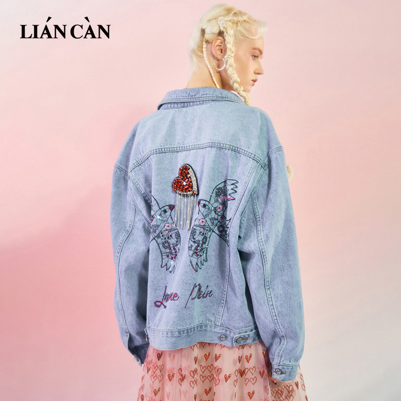 【莲灿】2025年秋冬新波西米亚珍珠印花烫钻牛仔长袖外套71VF196001