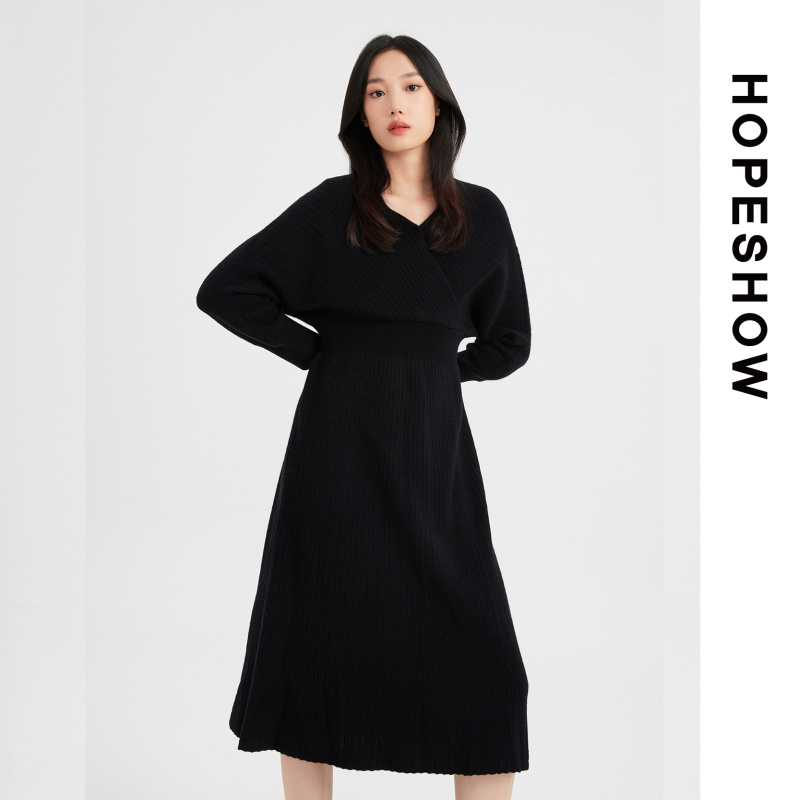 【红袖 】HOPESHOW红袖 马海毛针织连衣裙 89323411604