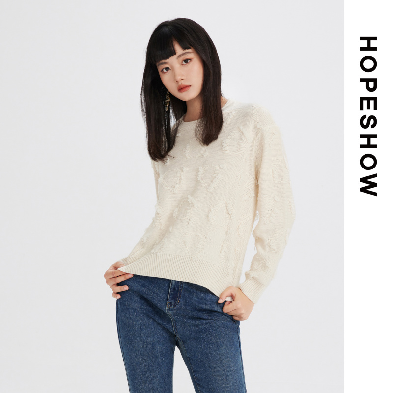 【红袖 】HOPESHOW红袖 纹理感针织衫 89423370105