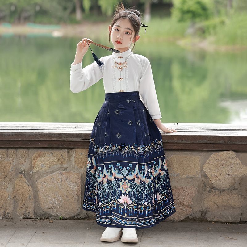 儿童款马面裙爆款中国风女童汉服裙儿童日常套装明制唐装潮流国风