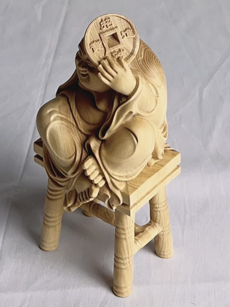 小叶黄杨木雕非遗工艺品招财弥勒家用客厅玄关装饰工艺品摆件