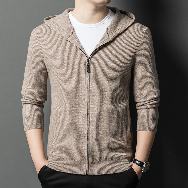 轻奢连帽针织衫男冬季新款潮流休闲毛衣时尚百搭外套