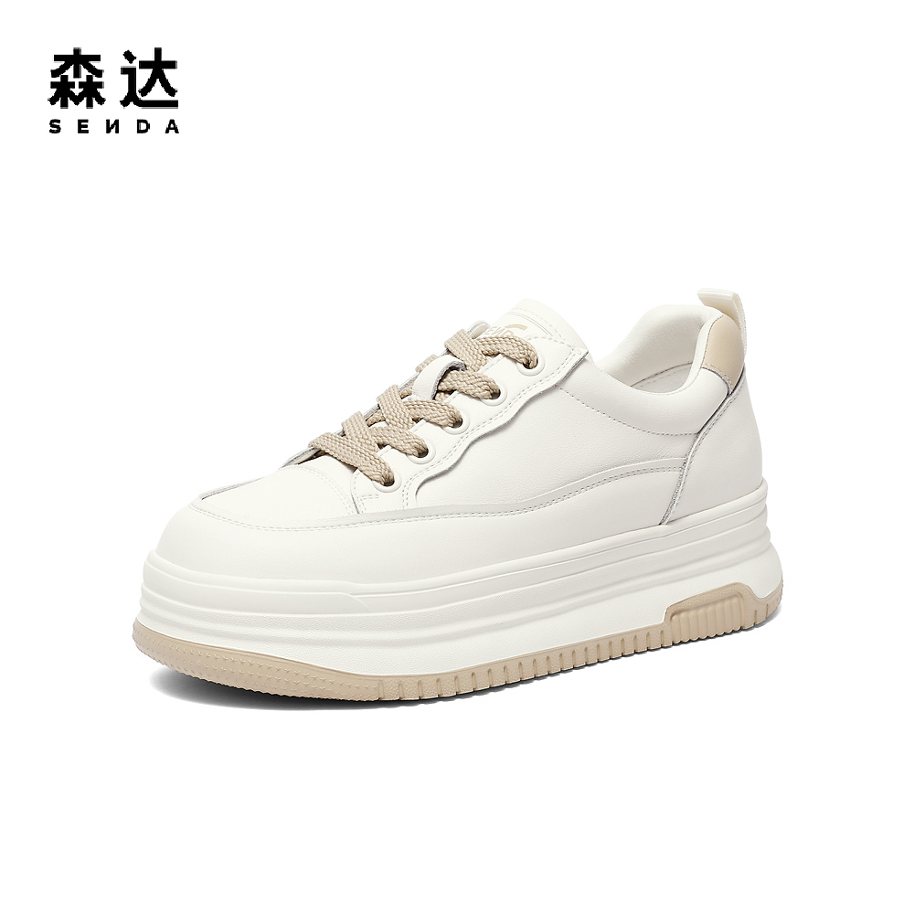 森达潮流小白鞋女2023秋季新款商场同款运动风厚底休闲鞋SRN01CM3