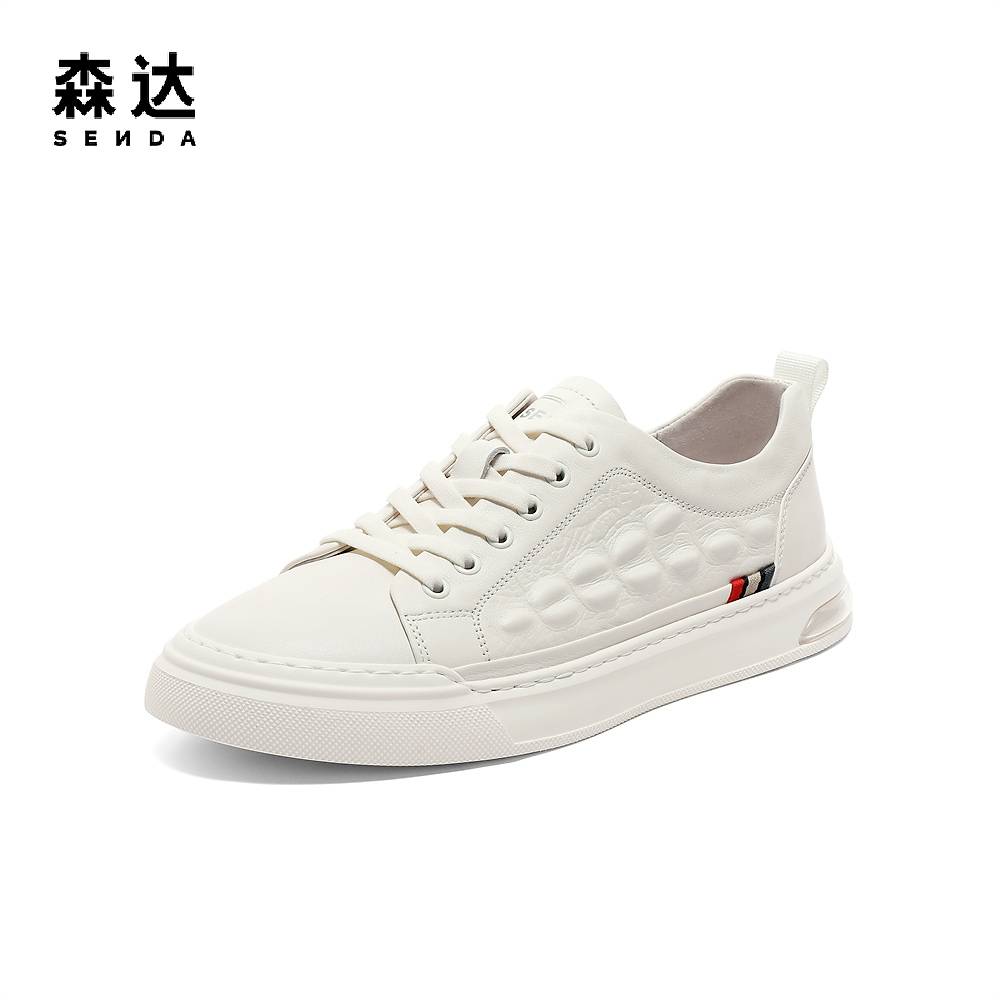 森达时尚板鞋男秋季新款商场同款潮流休闲百搭小白鞋1JJ01CM3