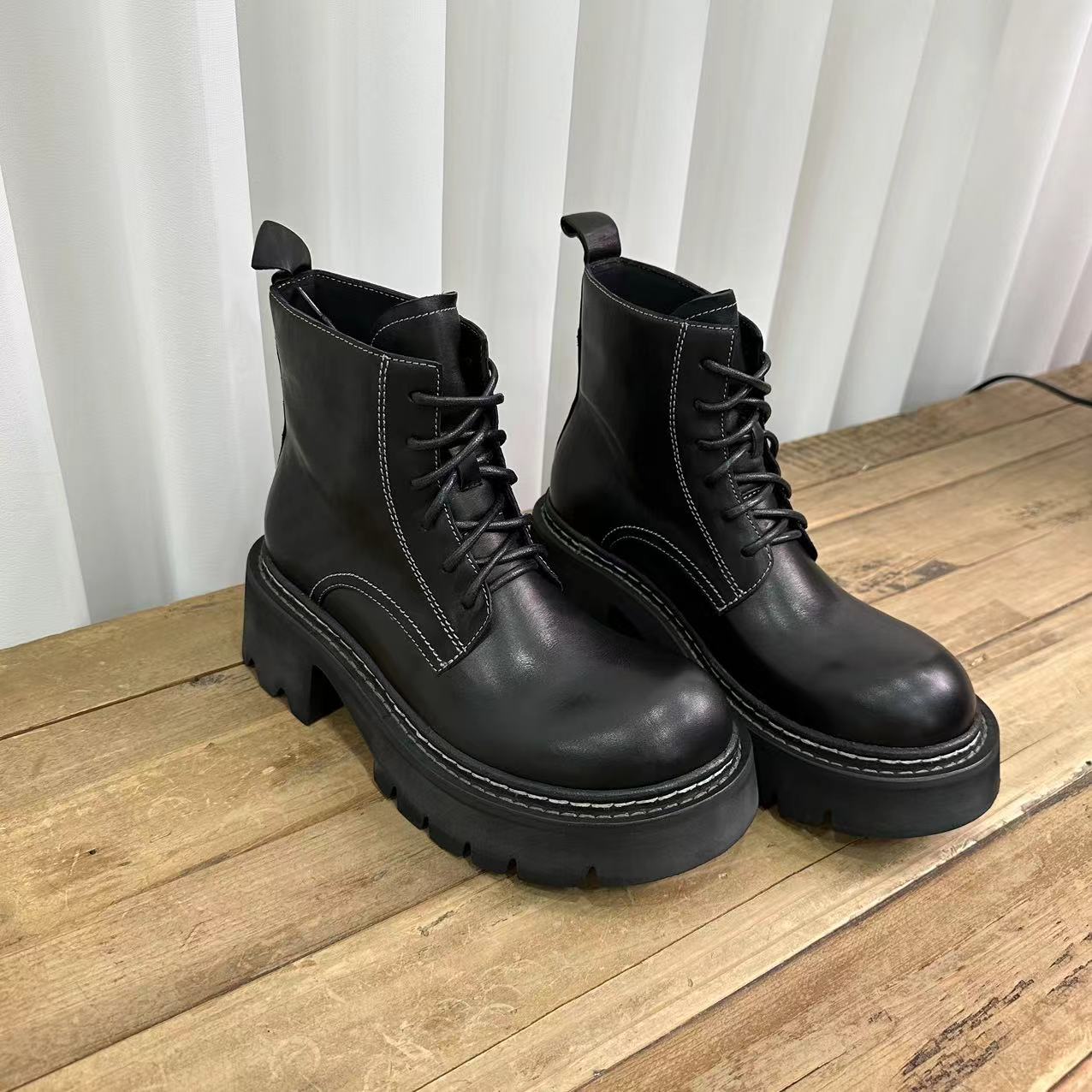 KAKA NUOYA卡卡诺亚  1868  时尚气质系带厚底马丁短靴