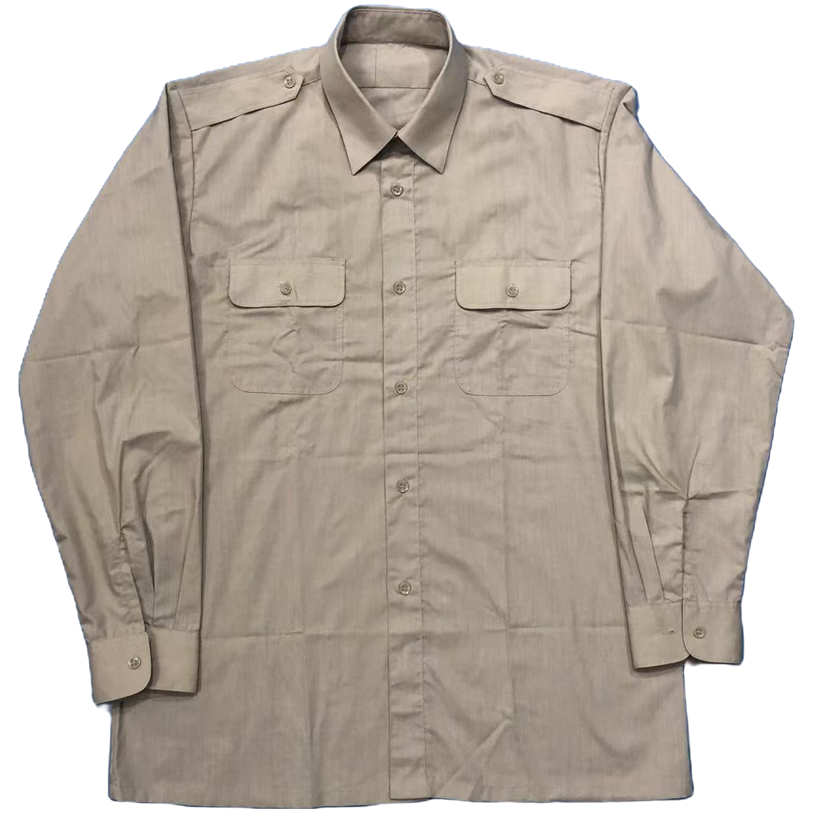 米黄衬衣 的确良米黄色衬衫  有肩带衬衣 男士衬衣长袖男款春秋