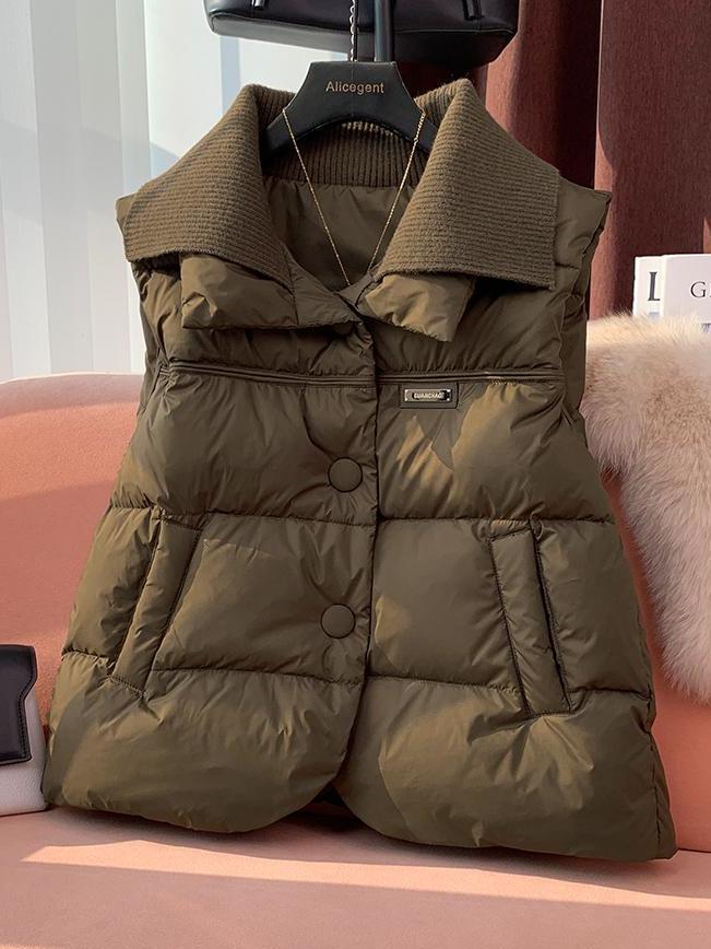 羽绒服洋气韩版羽绒棉马甲拼接女士2023冬季新款欧货爆款外