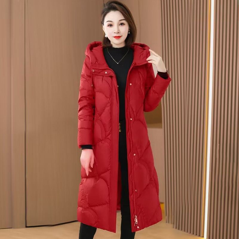 羽绒服2023冬季新款韩版洋气羽绒服女中长款过膝加厚修身连