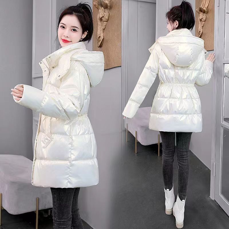 羽绒服小个子免洗羽绒棉服女款2023爆款冬装收腰亮面棉衣中