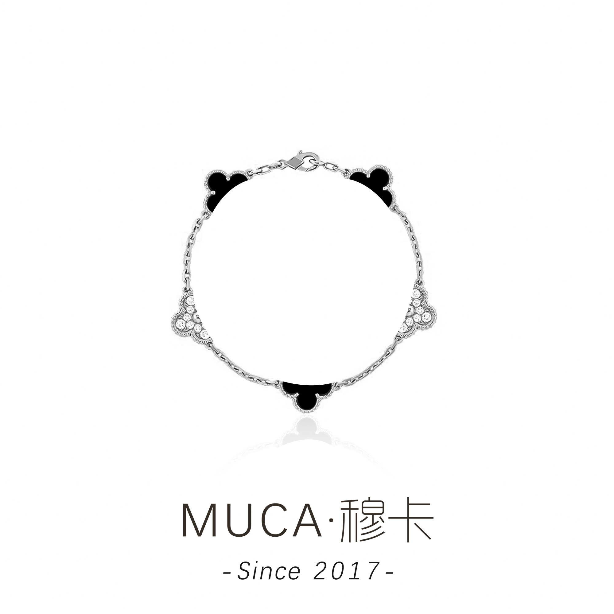 925银合成锆石手链  气质时尚百搭轻奢简约熊猫手链X065
