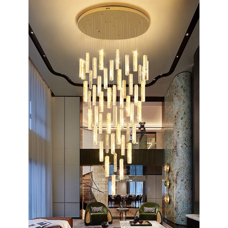 复式楼别墅楼梯灯长吊灯水晶灯loft公寓轻奢客厅大吊灯楼梯间吊灯
