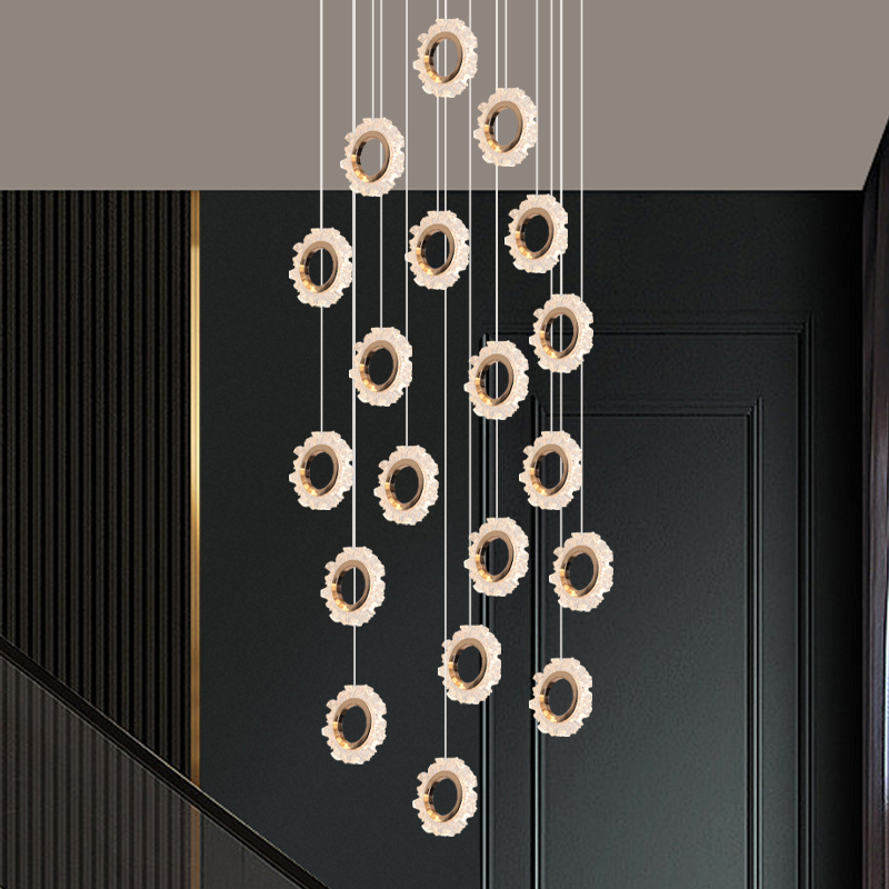 挑高楼梯长吊灯2025新款后现代创意轻奢别墅复式楼中空楼梯间吊灯