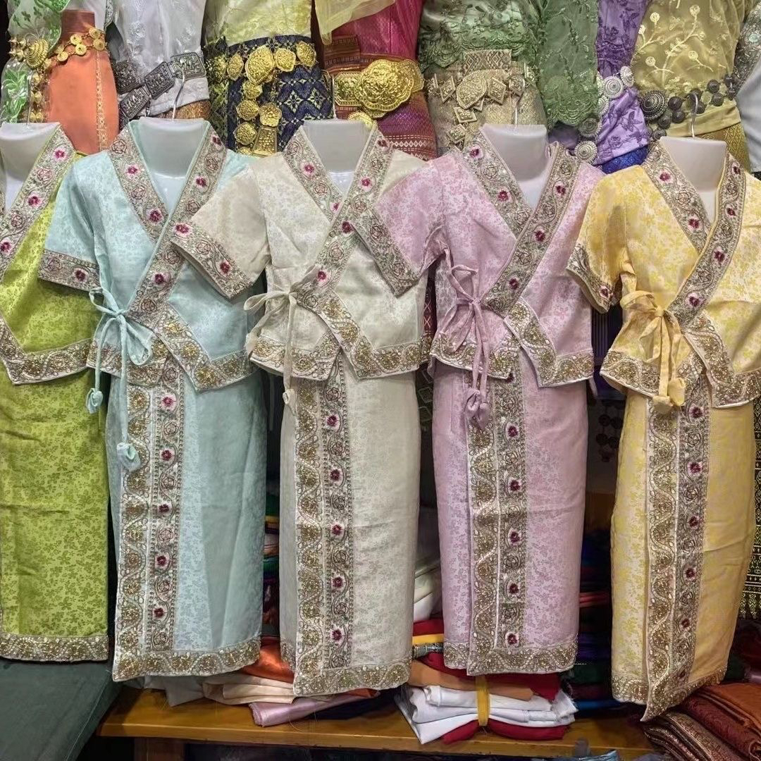 傣装西双版纳民族儿童女童傣装傣族舞台套装面料柔软