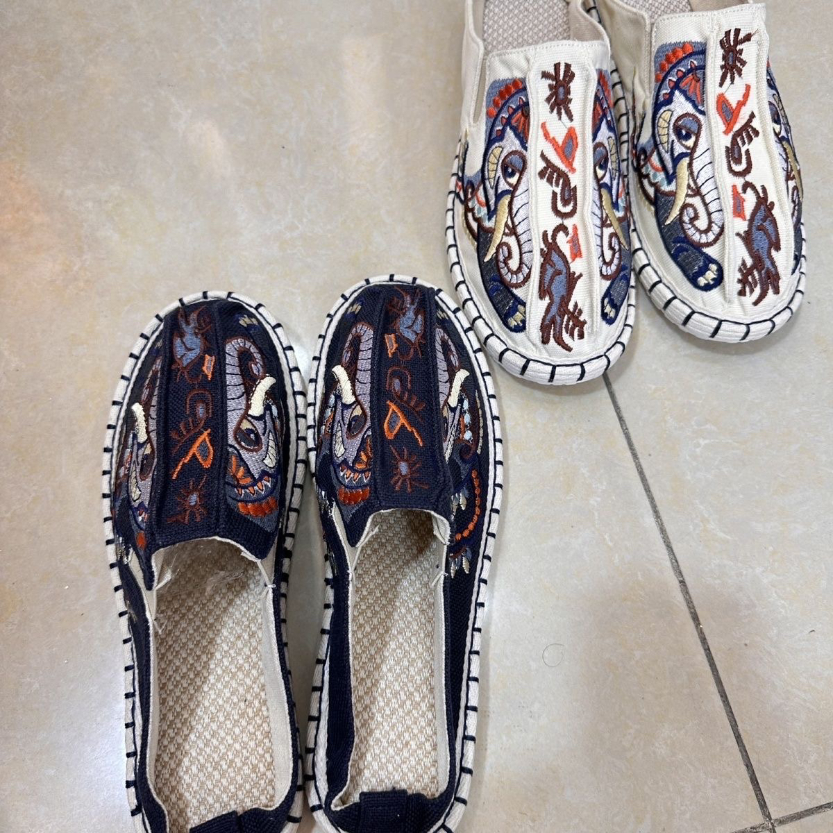 民族风男士千层橡胶底绣花民族鞋亚麻鞋