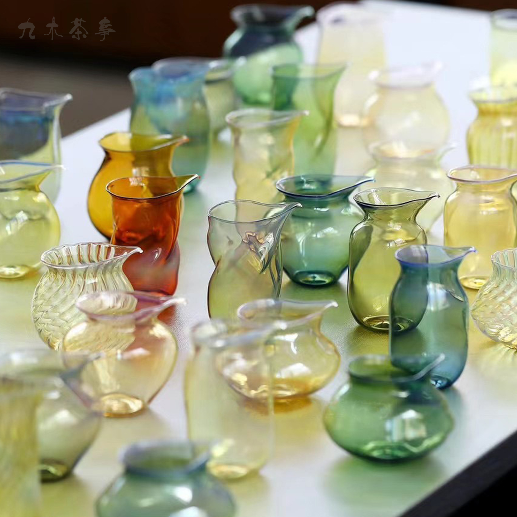 九木丨手工熏银公道杯家用高硼硅玻璃耐高温偏光炫彩分茶器茶海