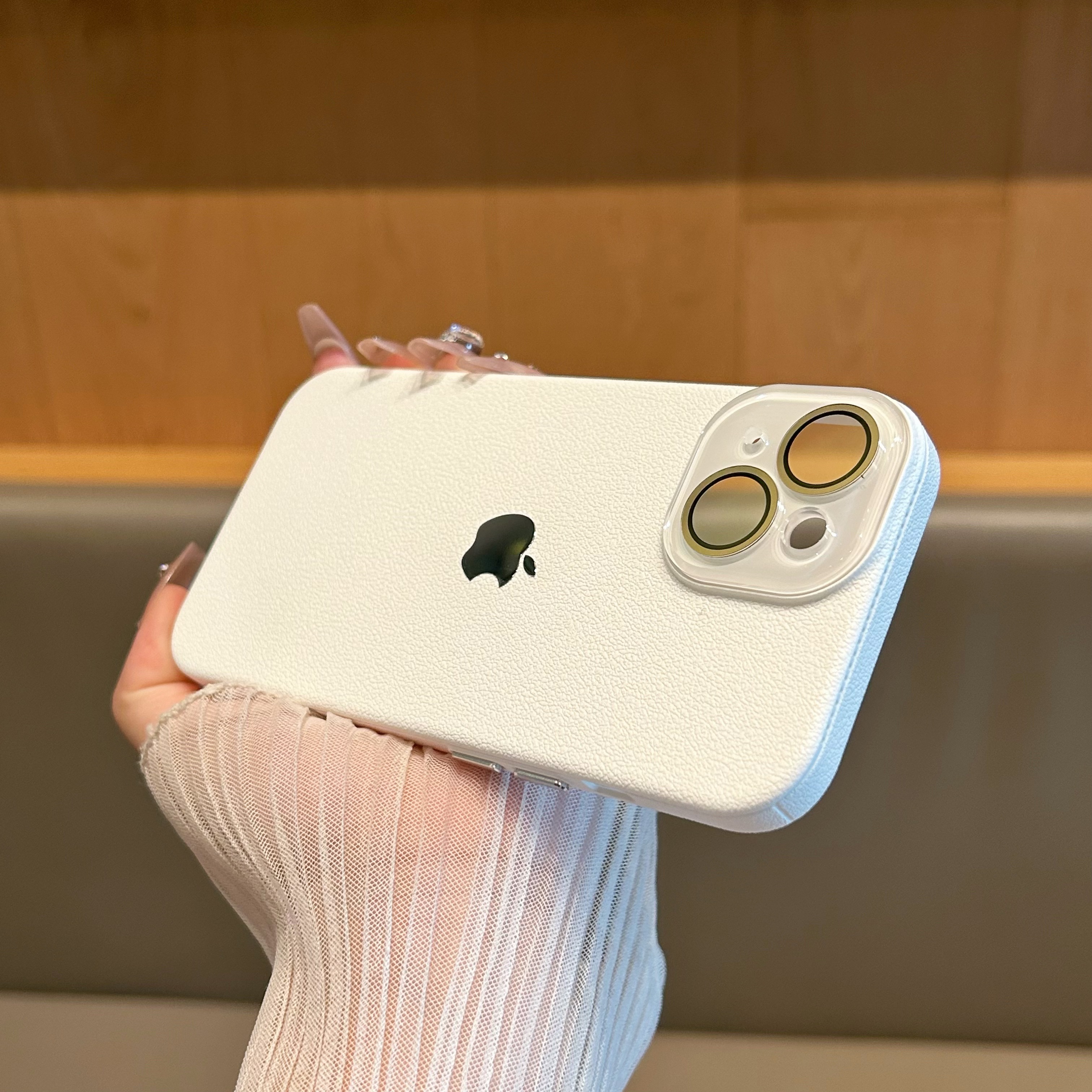 高级感皮纹苹果15手机壳iPhone14自带镜头膜苹果15promax/13纯色