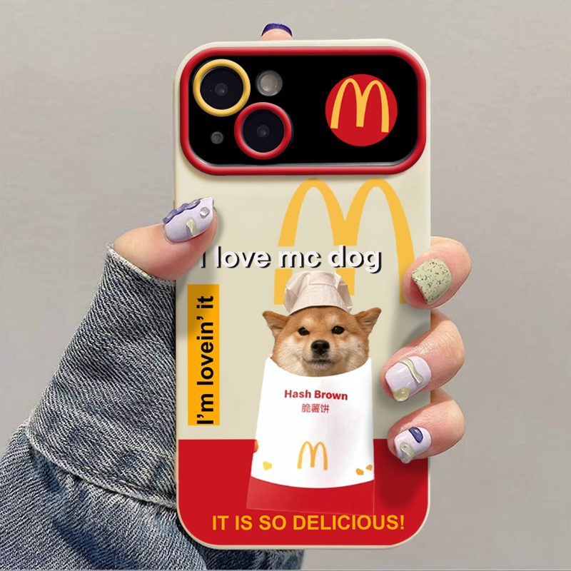 可爱m记小狗镜头框苹果15/14手机壳iphone13promax软12套全包防摔