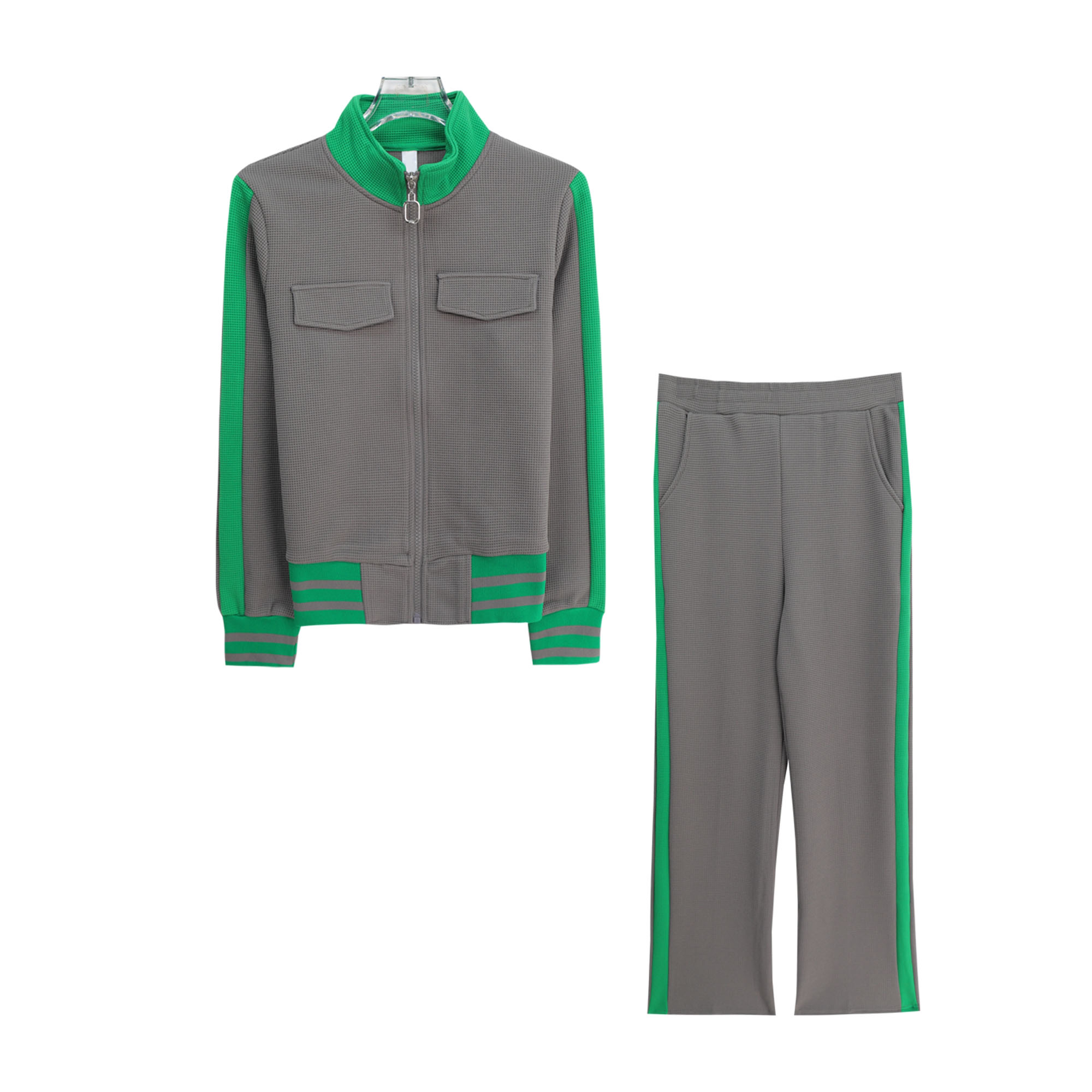 新款休闲开衫卫衣撞色外套长裤百搭两件套S3701