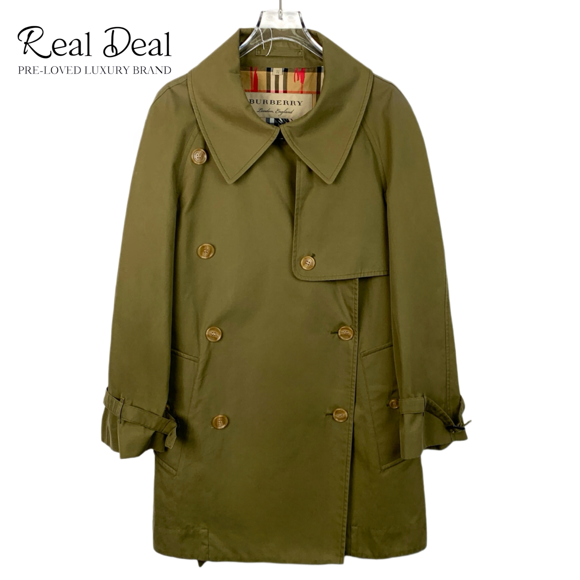 99新 BURBERRY/博柏利  H11173 内里涂鸦棉质腰带款风衣 XS码 