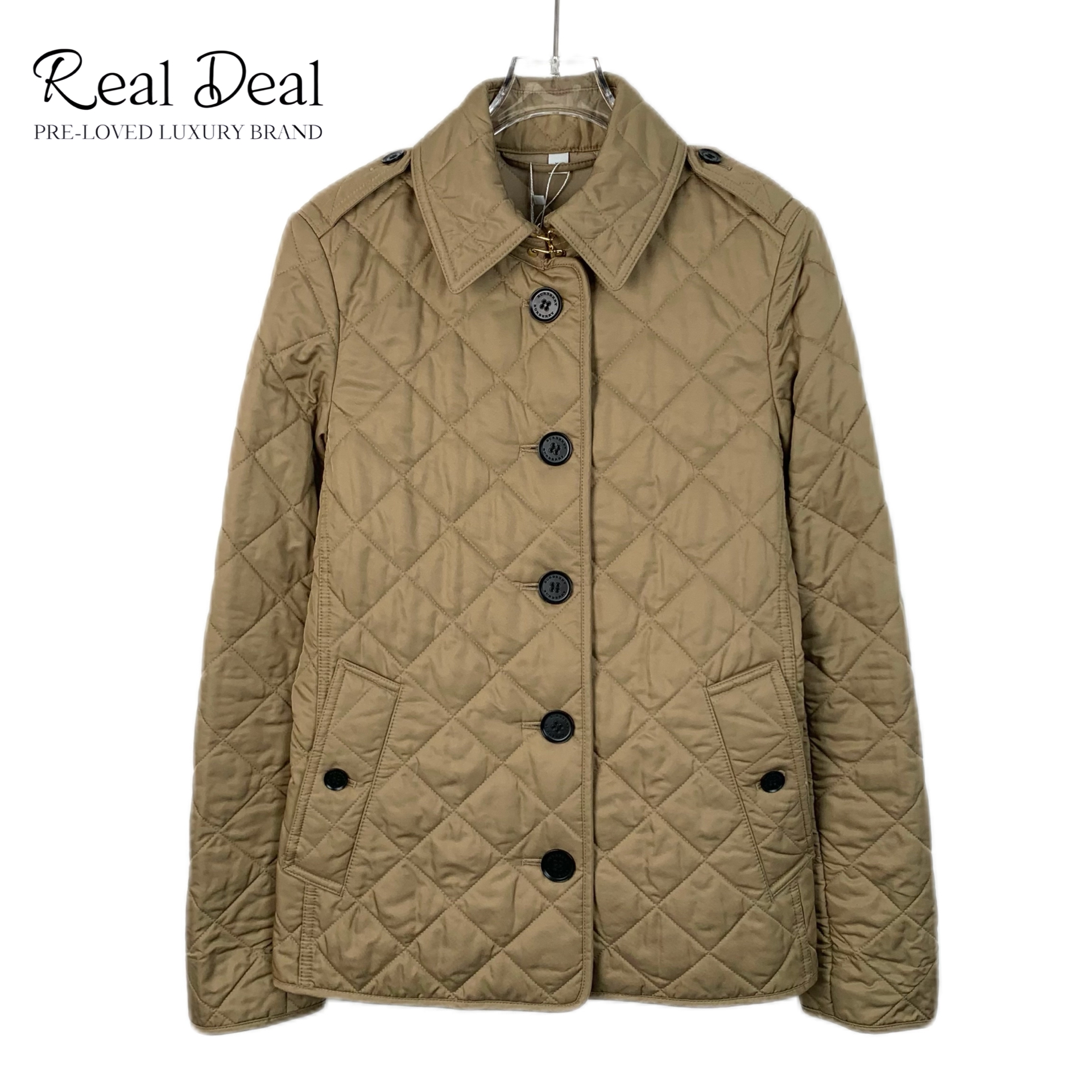 99新 BURBERRY/博柏利  H11317  格纹翻领单排扣棉服 XS码
