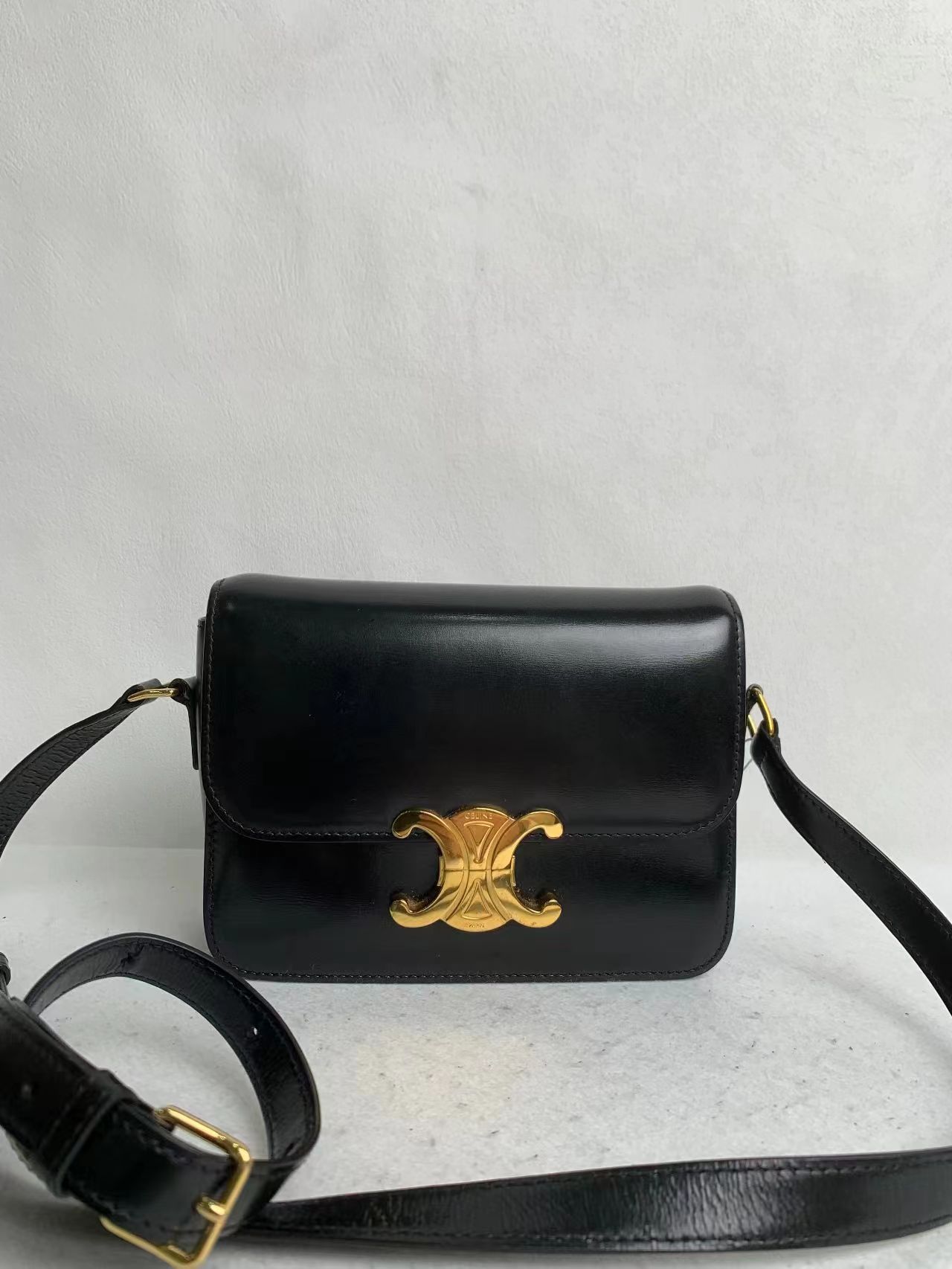 99新 Celine/思琳 尾款/Celine凯旋门黑金teen单肩包/公价无/优品