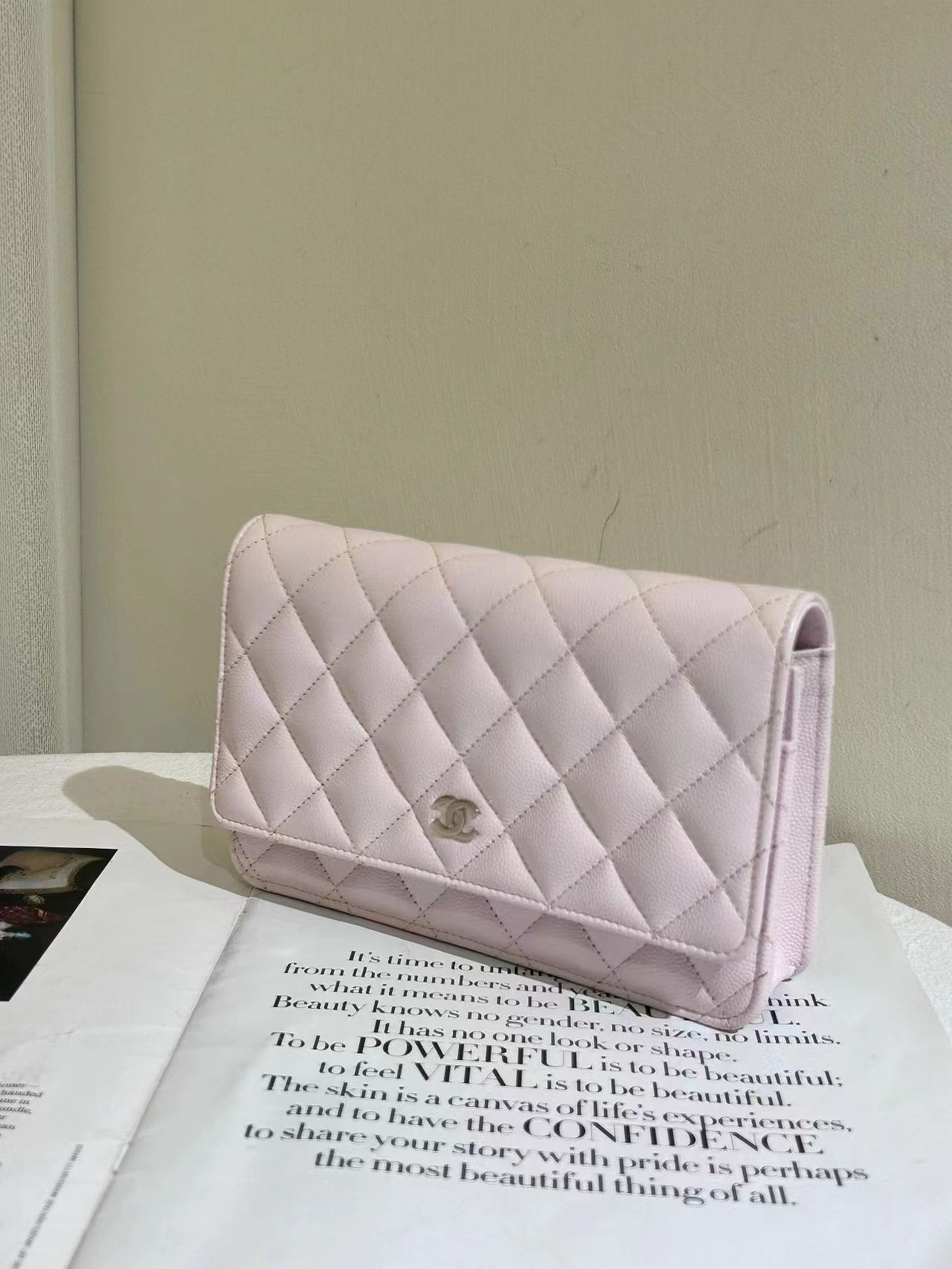 99新 Chanel/香奈儿 定金/chanel发财woc粉金荔枝纹/无公价/优品
