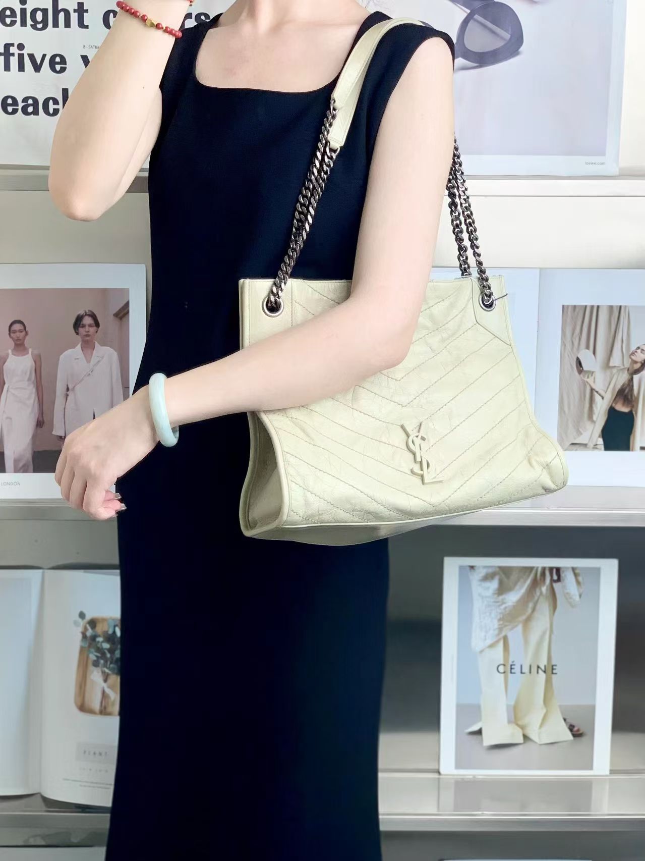 99新 YSL/圣罗兰 ysl niki shopping bag白色/优品