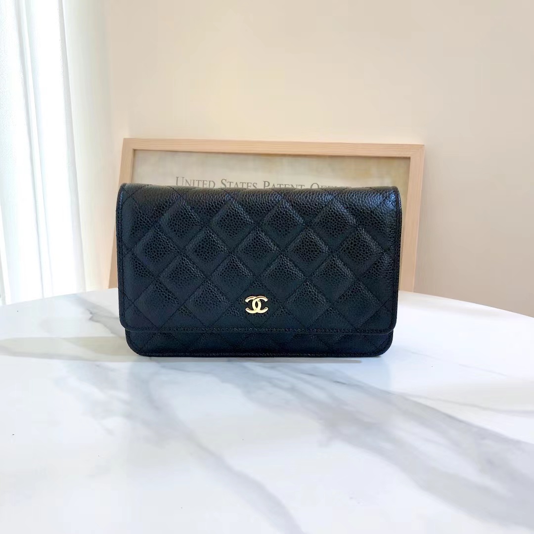 99新 Chanel/香奈儿  定金发财woc黑金荔枝纹包/无公价/优选
